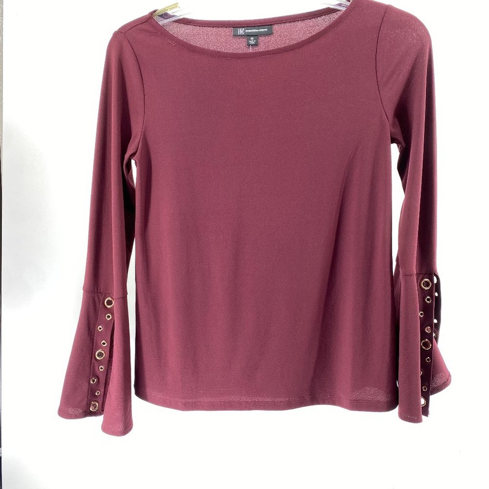 NWT INC Maroon XS Grommet Long-Sleeve Shirt